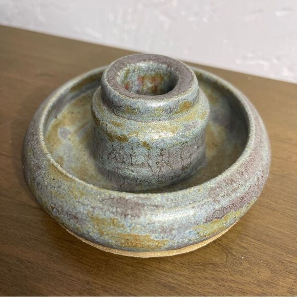 Handmade Studio Pottery Pillar Candle Holder Handmade One of a Kind - Picture 6 of 10